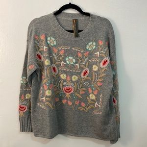 Embroidered Grey Sweater